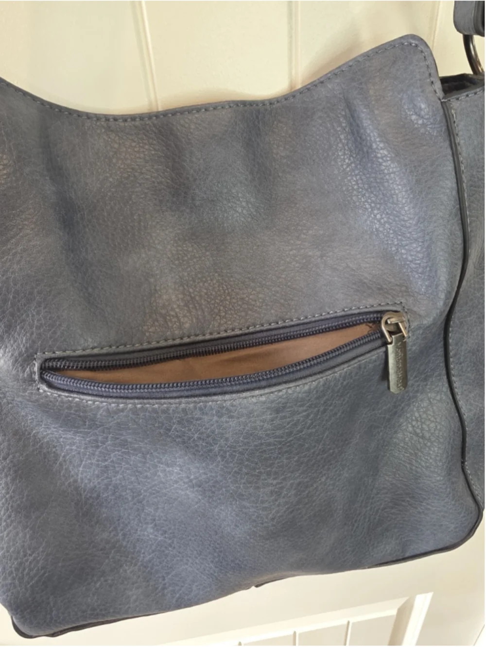 Montana West Blue Studded Shoulder Hobo Bag Faux Leather Slouchy Zip Tote Purse